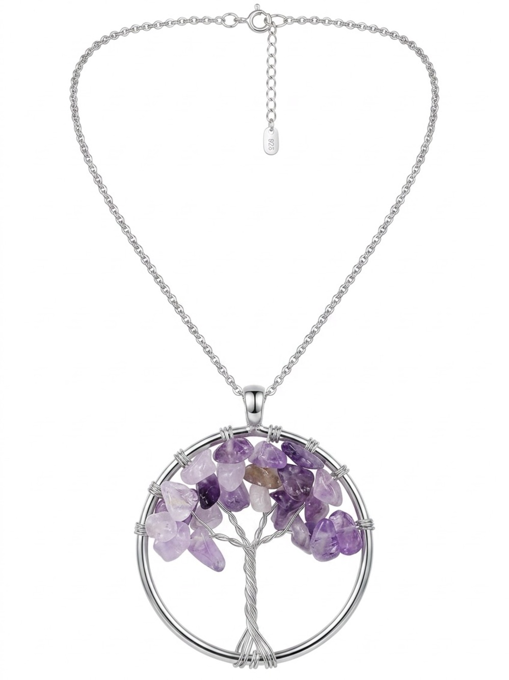 Sterling Silver Amethyst Tree of Life 16” necklace